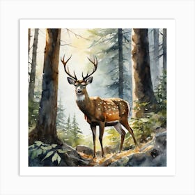Deer In The Woods 72 Art Print