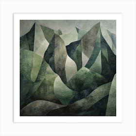 Japanese Watercolour Of Mount Gassan 3 Art Print