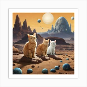 Animated Images Of Cats Having Fun In On Alien Planet 3 Art Print