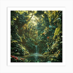 A Stunningly Vivid Scene Of A Tropical Forest Where The Foliage Is So Thick Art Print