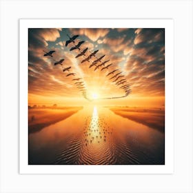 Geese In Flight Art Print