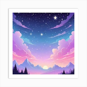 Sky With Twinkling Stars In Pastel Colors Square Composition 302 Art Print