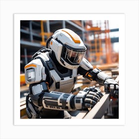 Futuristic Robot In Construction Site Art Print