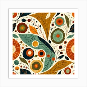 Floral Pattern, Abstract Piece With Organic Shapes And Earthy Colors art print Art Print