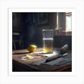 Glass Of Lemon Art Print