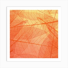 Abstract Texture Of Colorful Bright Pattern Of Transparent Leaves Of Orange And Yellow Color Art Print