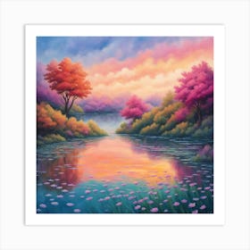 Sunset By The Lake 5 Art Print