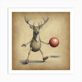 Deer Bowling Ball Art Print