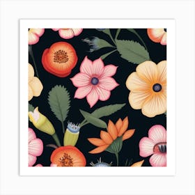 Floral Seamless Pattern Art Print