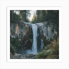 Waterfall In The New Zealand Rainforest Art Print