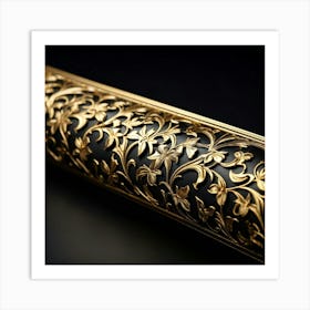 Bright Gold Metallic Border Smooth Texture Intricate Filigree Patterns Glinting Under Soft Diffu 2 1 Art Print