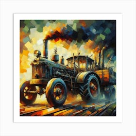 Tractor On The Tracks Poster