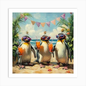 Tropical Penguin Beach Party Fun 10 Art Print