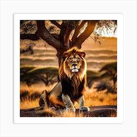 Lion In The Savannah 34 Art Print