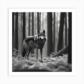 Wolf In The Woods 28 Art Print