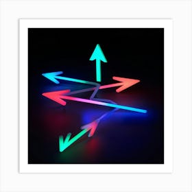 Abstract Navigation Arrows Glowing Neon Colors Against A Dark Gradient Background Suggested Moveme (2) Art Print