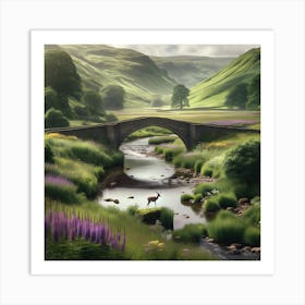 Stone Bridge Vintage Style Art Print