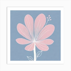 A White And Pink Flower In Minimalist Style Square Composition 686 Art Print