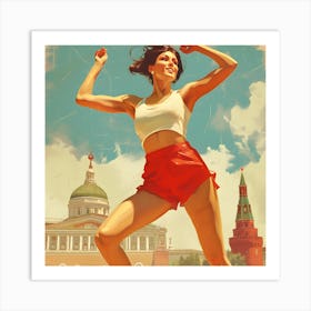 Soviet Themed Retro Dancing In Mother Russia Art Print