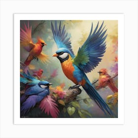 Colorful Birds 1 Art Print