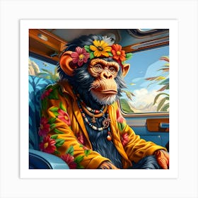 Hippy Chimp's Road Trip Art Print