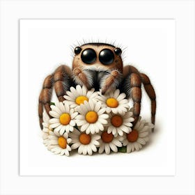 Spider With Daisies Art Print