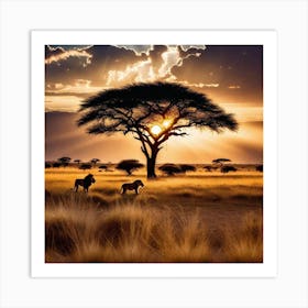 Sunset In The Savannah Art Print