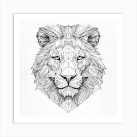 Geometric Lion Head Art Print