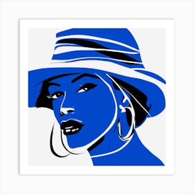 Blue Woman With Hat 1 Art Print