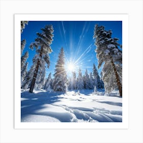 Crystal Clear Ice Clings To The Pine Trees Under A Vibrant Radiant Sun In A Wintry Wonderland Ext (3) Art Print