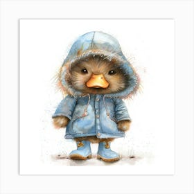 Duck In Raincoat Art Print