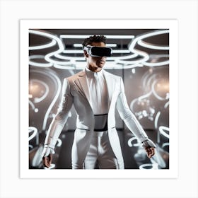 Futuristic Man In White Suit Art Print