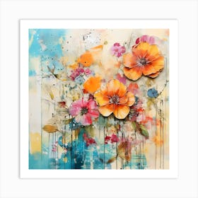 Vintage Bright Flowers 8 Art Print