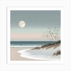 Full Moon At The Beach 4 Art Print