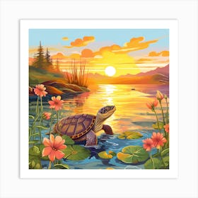 Turtle In The Water Art Print