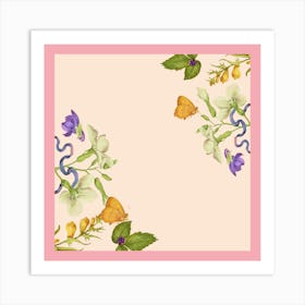 Watercolor Butterflies On A Pink Background Art Print