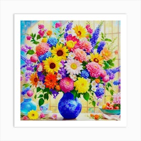 Beautiful Flowers In A Vase Art Print