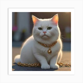 Cat With Gold Chain 1 Art Print
