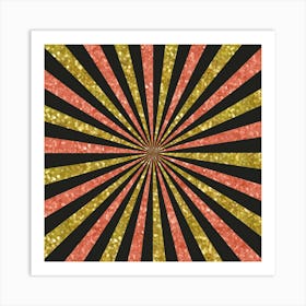 Gold Glitter Sunburst Background 03 Art Print