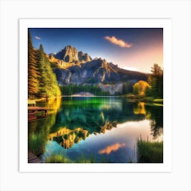 Mountain Lake At Sunset 2 Art Print