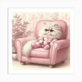 Cat In Pink Pajamas Art Print