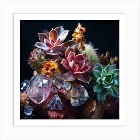 Succulents And Crystals 4 Art Print