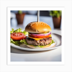 Hamburger On A Plate 38 Art Print