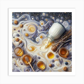 Milky Ways Of Honey And Lavender Swirls Klimt Style Art Print