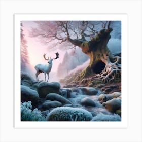 Stag In The Forest Art Print