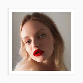 Portrait Of A Woman With Red Lips Art Print