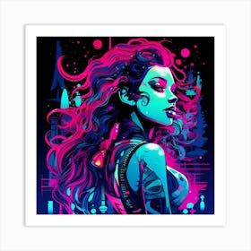 Girl In Neon Art Print