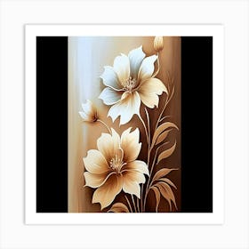 Flowers On A Brown Background Art Print