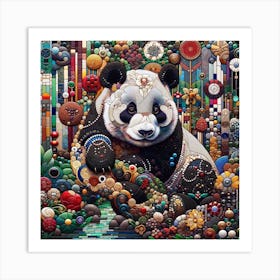 Panda in the Style of Collage-inspired Art Print