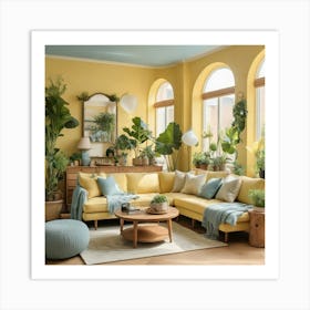 Default A Sundrenched Living Room With Soft Yellow Walls Natur 0 Art Print